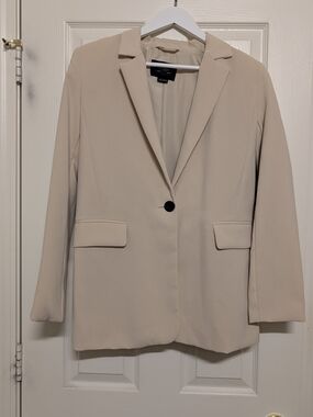 Pull&Bear Beige Single-Button Tailored Blazer